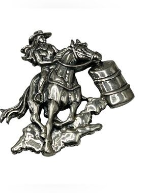 Vintage Sterling Barrel Racer Equestrian Brooch